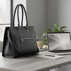 Merona Black Tote Bag with Gold Accents